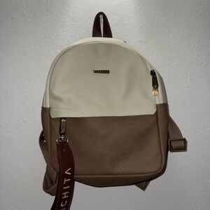 PARCHITA- Cream and Brown Backpack